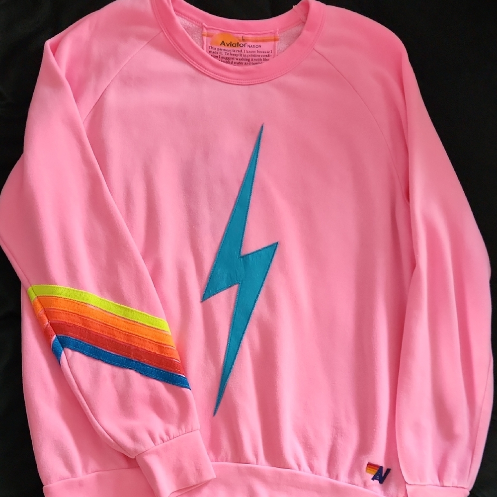 Aviator Nation Pink Lightning Bolt Sweatshirt